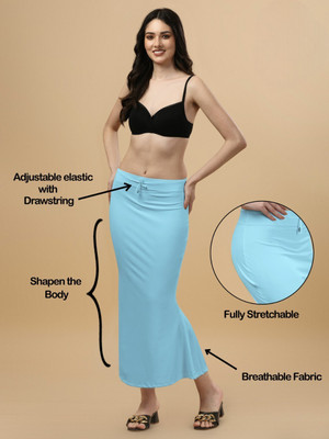 LEGANCY FASHION SAREE SHAPWEAR FISH CUT SKY BLUE L 1.1 Lycra Blend Petticoat(L)