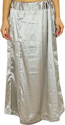 AraExports Satin Silk Gray 3 Women Wrap Saree Petticoat Underskirt Innerwear Silk Blend Petticoat(Free)