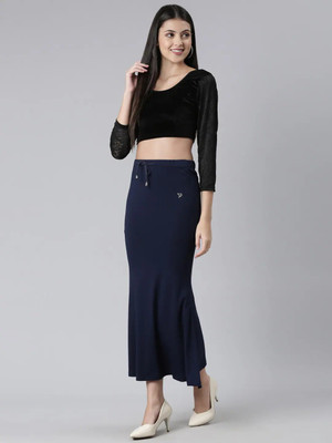 SCUBE DESIGNS Stylish Flare Saree Shapewear Navy Blue (M) Lycra Blend Petticoat(M)