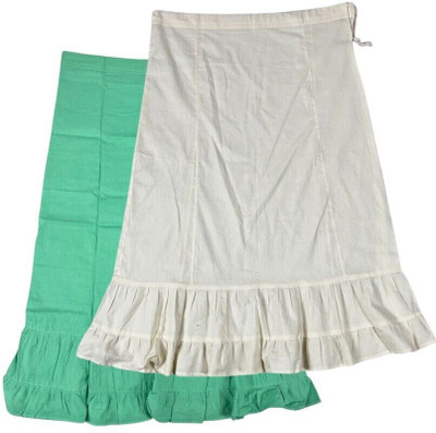 Belizs Medium Spring Green & Light Cream Combo Pure Cotton Petticoat(XXL)