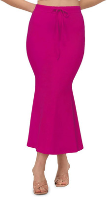DRESQUE STORE Stylish Fishcut Saree Shapewear Pink (L) Lycra Blend Petticoat(L)