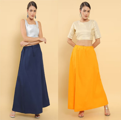 Lootnixx SP_Orange + Navy Blue petticoat Combo For women S Pure Cotton Petticoat(S)