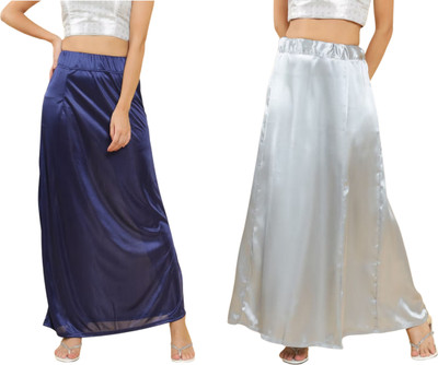 Lootnixx SATIN_SP_NAVY_BLUE+LIGHT_GREY Petticoat Combo For women XL Pure Satin Petticoat(XL)
