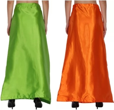 IR Fashion Orange & light green satin petticoat Satin Blend Petticoat(Free)