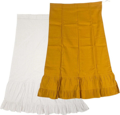 house of common White & Dark Orange Combo Pure Cotton Petticoat(XL)
