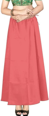 Maa sharda garments Peach saree cotton petticoat Cotton Blend Petticoat(Free)
