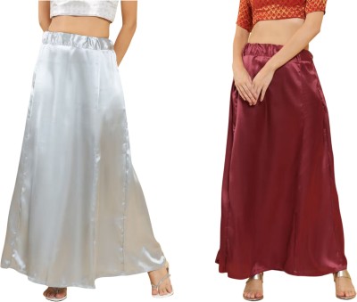 Lootnixx SATIN_SP_LIGHT_GREY+MAROON petticoat Combo For women S Pure Satin Petticoat(S)