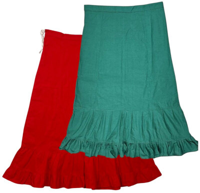 house of common Red & Light Pine Green Combo Pure Cotton Petticoat(XL)