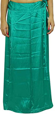 AraExports Satin Silk Sea Green 13 Women Wrap Saree Petticoat Underskirt Innerwear Satin Blend Petticoat(Free)