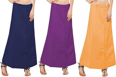 Gugaliya GERMAN BLUE--JAMUNI-GOLDEN YELLOW Pure Cotton Petticoat(Medium)