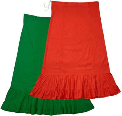 Belizs Dark Spring Green & Lava Red Combo Pure Cotton Petticoat(XL)