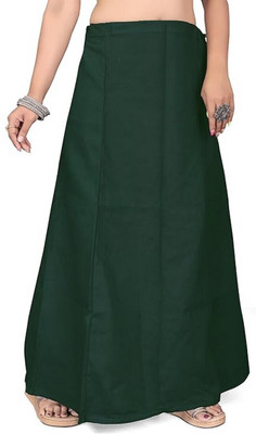 house of common COTTON PETTICOAT BOTTLE GREEN S34 Pure Satin, Pure Silk Petticoat(Free)