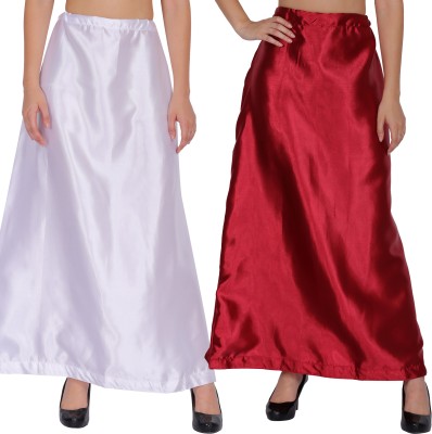 DECOFIN Satin Petticoat White Combo6 Satin Blend Petticoat(Free)