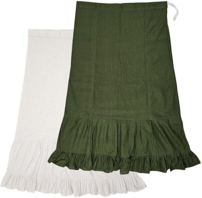 Belizzi Paridhan White & Dark Green Combo Pure Cotton Petticoat(XL)