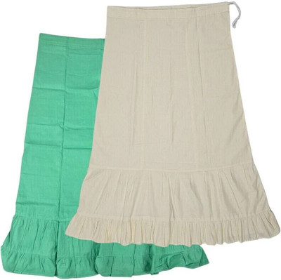 Belizzi Paridhan Medium Spring Green & Cream Combo Pure Cotton Petticoat(XL)