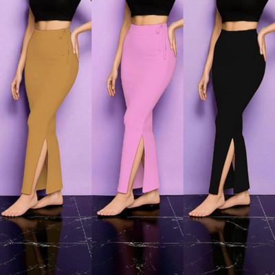 The Stanch Pack of 3 Shapewear Gold Pink Black T0-S Lycra Blend Petticoat(S)