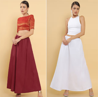 Lootnixx SP_White + Maroon petticoat Combo For women XXL Pure Cotton Petticoat(XXL)