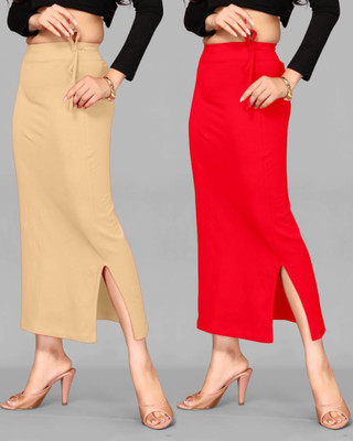 DRESQUE STORE Slim Saree shapewear Combo Beige & Red (XL) Lycra Blend Petticoat(XL)