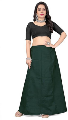 KAVYA DESIGNERS COTTON PETTICOAT BOTTLE GREEN S34 Pure Cotton Petticoat(Free)
