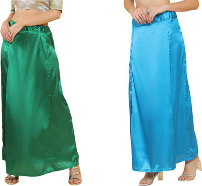 Lootnixx SATIN_SP_MINT_GREEN+BLUE Petticoat Combo For women Free Pure Satin Petticoat(Free)