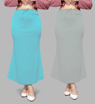 VIDHATA FASHION Fish Cut Petticoat/Peticot Saree Shape Wear Sky Blue and Grey Lycra Blend Petticoat(S)