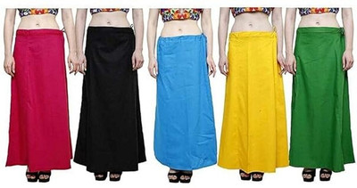 SHIVAWORLD COTTON PETTICOAT TAMATO RED, BLACK, FIROJI, YELLOW, GREEN Cotton Blend Petticoat(Free)