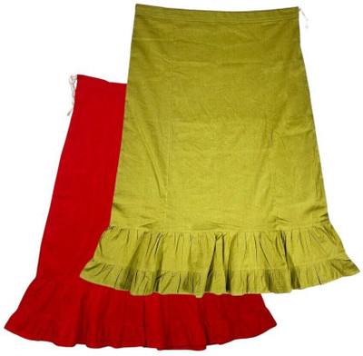 Belizs Red & Avocado Green Combo Pure Cotton Petticoat(XL)