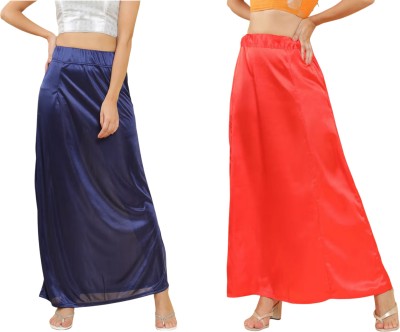 Lootnixx SATIN_SP_NAVY_BLUE+RED Petticoat Combo For women Small Pure Satin Petticoat(Small)