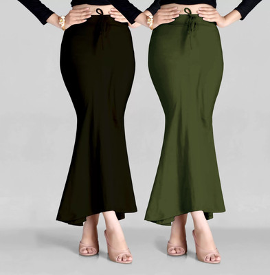 VIDRIVA EXPORT Peticoat Blk+Mahendi Lycra Blend Petticoat(M)