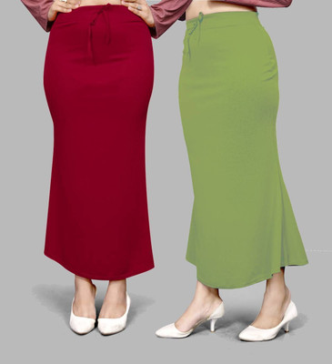 VIDHATA FASHION Fish Cut Petticoat/Peticot Saree Shape Wear Light Green and Maroon Lycra Blend Petticoat(3XL)