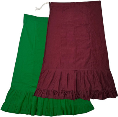Belizs BE Dark Spring Green & Deep Maroon Combo Pure Cotton Petticoat(XXL)