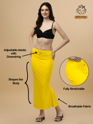 Shayonam and Shayonam Fishcut Saree Shapewear Yellow Lycra Bland Petticoat Lycra Blend Petticoat(M)
