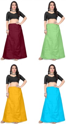 HAUTELOOK PETICOAT AARUSHI YP-PAIR-4C_Mustard-Pista-Sky-Maroon Pure Cotton Petticoat(Free)