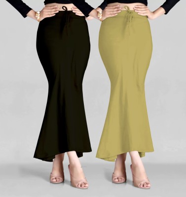 Spangel Fashion Peticoat Blk+Khakhi Lycra Blend Petticoat(XXL)