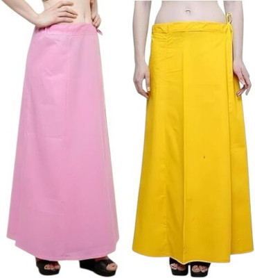 manidhari fab tex Petticoat combo 2_Pink, yellow Cotton Linen Blend Petticoat(Free)