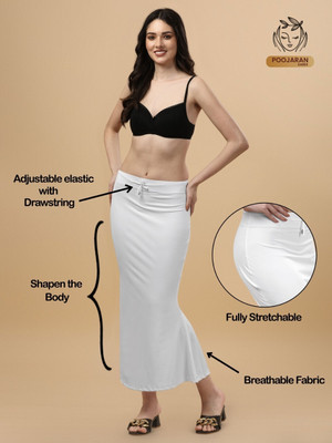 Shayonam and Shayonam Fishcut Saree Shapewear White Lycra Bland Petticoat Lycra Blend Petticoat(L)