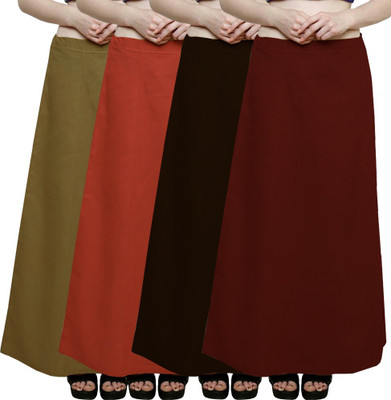 ANANT CREATION Solid pattern (pack of-4)mehandi::gajri::coffee::maroon Nylon Blend Petticoat(XL)