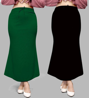 VIDHATA FASHION Fish Cut Petticoat/Peticot Saree Shape Wear Black and Green Lycra Blend Petticoat(M)