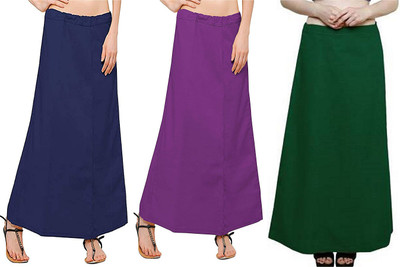 Gugaliya GERMAN BLUE--JAMUNI-BOTTLE GREEN Pure Cotton Petticoat(Medium)