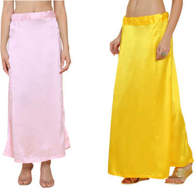 Lootnixx SATIN_SP_LIGHT_PINK+YELLOW Petticoat Combo For women Free Pure Satin Petticoat(Free)