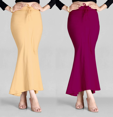 KEYU FASHION BEIGE-COMBO-FISHTAIL-WINE-BEIGE Lycra Blend Petticoat(L)