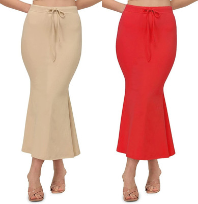 KEYU FASHION BEIGE-COMBO-FISHCUT-RED-BEIGE Lycra Blend Petticoat(L)