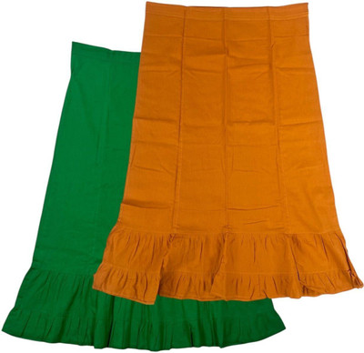 Belizzi Paridhan BE Dark Spring Green & Dirty Orange Combo Pure Cotton Petticoat(XXL)