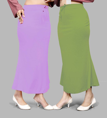 VIDHATA FASHION Fish Cut Petticoat/Peticot Saree Shape Wear Light Green and Purple Lycra Blend Petticoat(M)
