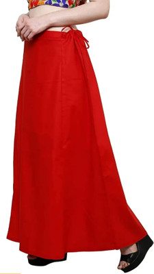 Maa sharda garments red saree cotton petticoat Cotton Blend Petticoat(Free)