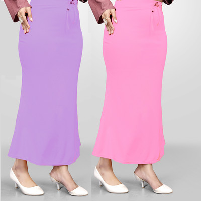 VIDHATA FASHION Petticoat Combo For Women Fish Cut Shape Saree Inskirt Light Pink and Purple Lycra Blend Petticoat(XL)