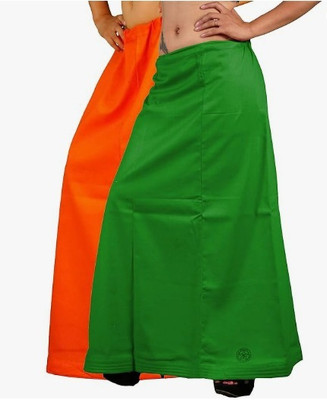 VM V-MAL PRODUCTS Green & Orange Saree Lehenga Underskirt Petticoat for Women with Drawstring Pure Cotton Petticoat(3XL)