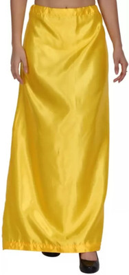 FX Fashion Yellow satin petticoat Satin Blend Petticoat(Free)