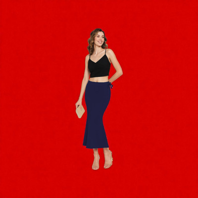 The Stanch Shapeware Navy MT0026 Lycra Blend Petticoat(L)