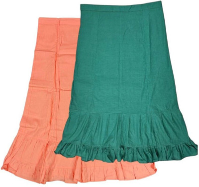 Belizzi Paridhan Butterscotch & Light Pine Green Combo Pure Cotton Petticoat(XL)